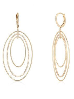 Echo Diamond 14K (or 18k upon request) Yellow Gold Halo Drop Earrings